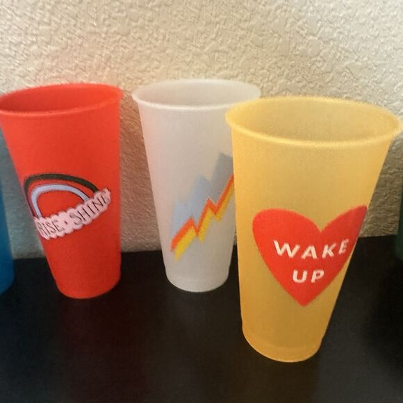 starbucks plastic tumbler Lot Of 5 Cups No Lids Summer Bright Colorful - Picture 4 of 4